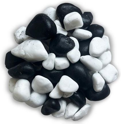 Kamienie Otoczaki Biało Czarne Mix 3-6cm Mix Kamienia Thassos I Otoczaka Czarnego Polerowanego