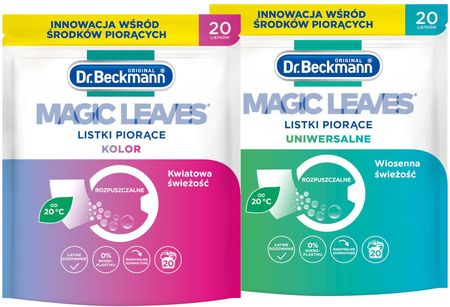 Dr. Beckmann MAGIC LEAVES Chusteczki Listki Piorące do Prania Kolor Uniwersalne Zestaw 40 prań