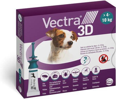 Vectra 3D 4-10Kg Na Pchły Kleszcze Pies 3 Pipety