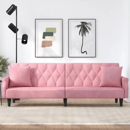 Vidaxl Rozkładana kanapa z podłokietnikami, różowa, aksamitna (351947)