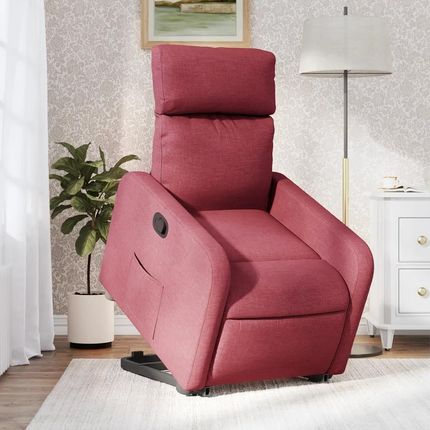 Vidaxl Podnoszony fotel rozkładany, winna czerwień, obity tkaniną (3206702)