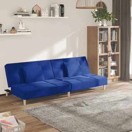 Vidaxl 2-osobowa kanapa, 2 poduszki, niebieska, tapicerowana tkaniną (375796)