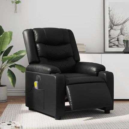Vidaxl Rozkładany fotel masujący, elektryczny, czarny, sztuczna skóra (3206547)