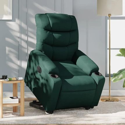 Vidaxl Podnoszony fotel masujący, elektryczny, rozkładany, zielony (3206669)