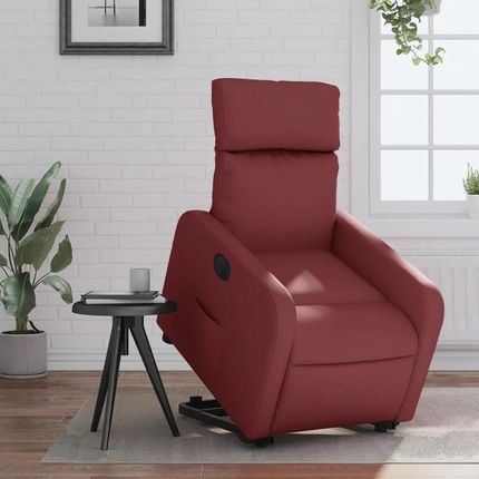 Vidaxl Rozkładany fotel pionizujący, elektryczny, bordowy, ekoskóra (3206767)