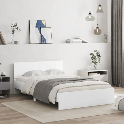 Vidaxl Rama łóżka z wezgłowiem, biała, 120x200 cm (3207490)