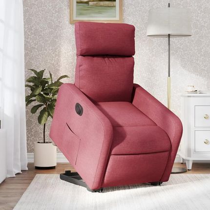 Vidaxl Podnoszony fotel masujący, elektryczny, rozkładany, bordowy (3206720)
