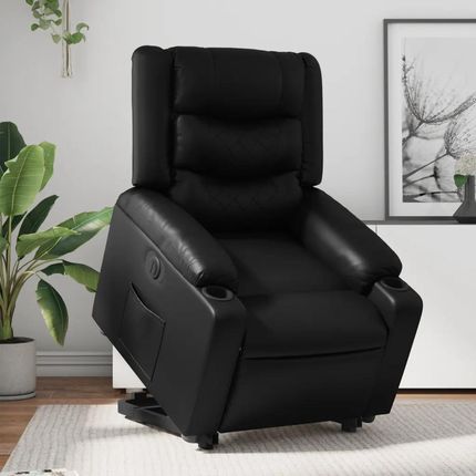 Vidaxl Rozkładany fotel pionizujący, elektryczny, czarny, ekoskóra (3206559)