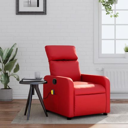 Vidaxl Rozkładany fotel masujący, czerwony, sztuczna skóra (374195)
