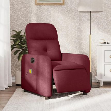 Vidaxl Rozkładany fotel masujący, elektryczny, winna czerwień, tkanina (3206789)