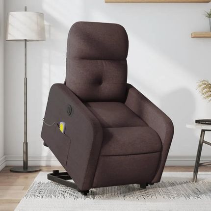 Vidaxl Podnoszony fotel masujący, elektryczny, rozkładany, ciemny brąz (3206827)