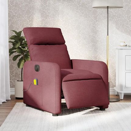 Vidaxl Rozkładany fotel masujący, elektryczny, winna czerwień, tkanina (3206693)