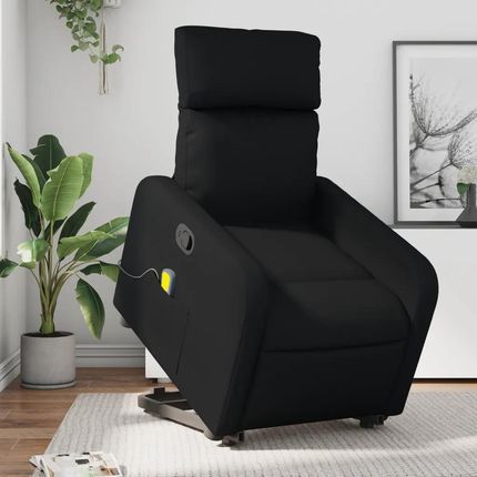 Vidaxl Podnoszony fotel masujący, rozkładany, czarny, ekoskóra (3206756)