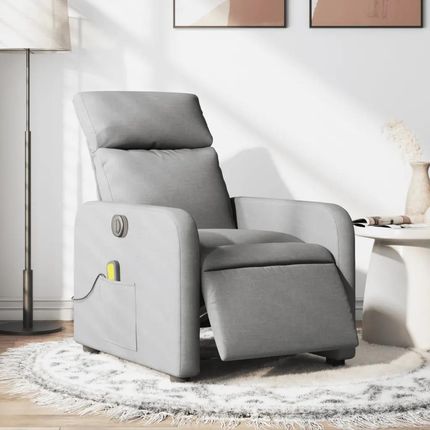 Vidaxl Rozkładany fotel masujący, elektryczny, jasnoszary, tkanina (3206690)