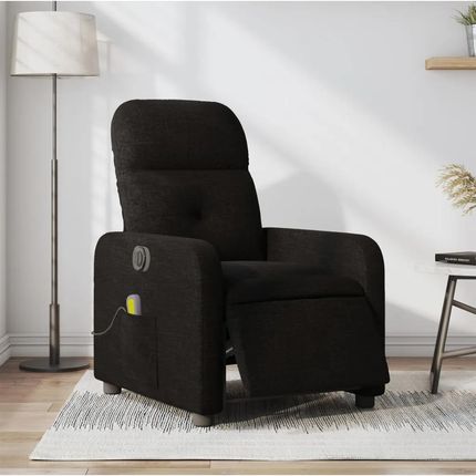 Vidaxl Rozkładany fotel masujący, elektryczny, czarny, tkanina (3206788)