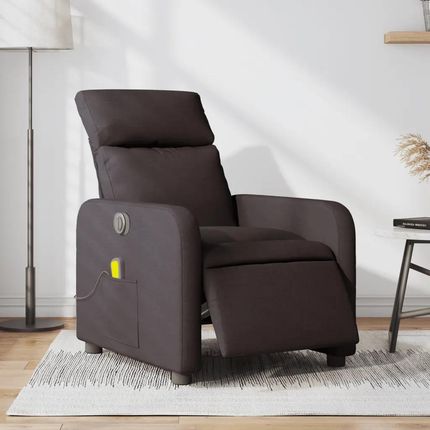 Vidaxl Rozkładany fotel masujący, elektryczny, ciemny brąz, tkanina (3206695)