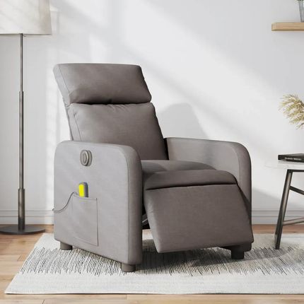 Vidaxl Rozkładany fotel masujący, elektryczny, kolor taupe, tkanina (3206697)