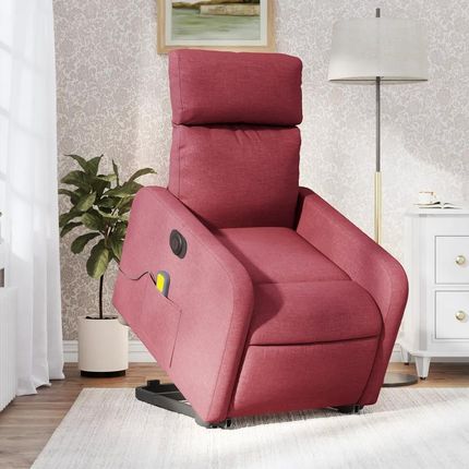 Vidaxl Podnoszony fotel masujący, elektryczny, rozkładany, czerwony (3206729)
