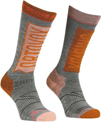 Damskie skarpety Ortovox Free Ride Long Socks W Rozmiar skarpet: 42-44 / Kolor: szary/pomarańczowy