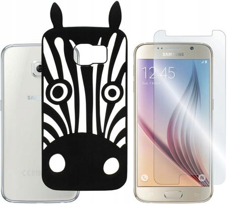 Gsm Hurt Etui Do Samsung Galaxy S6 Case Pokrowiec Nakładka 3D Zebra Czarna I Szkło