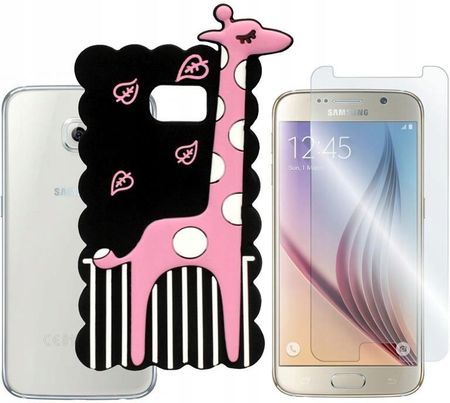 Gsm Hurt Etui Do Samsung Galaxy S6 Case Pokrowiec Nakładka 3D Żyrafa Czarna I Szkło