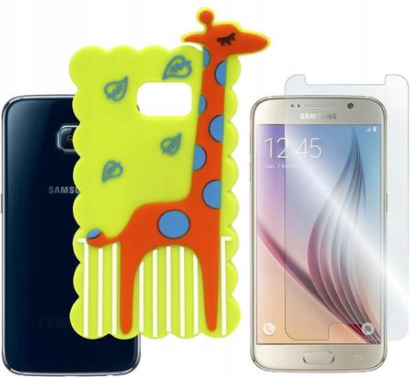 Gsm Hurt Etui Do Samsung Galaxy S6 Case Pokrowiec Nakładka 3D Żyrafa Zielona I Szkło