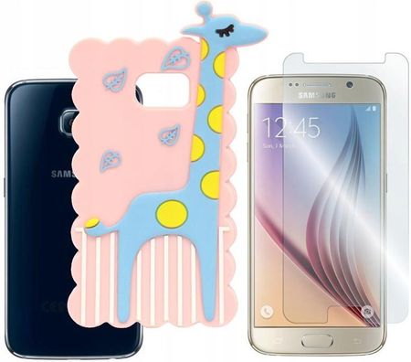 Gsm Hurt Etui Do Samsung Galaxy S6 Case Pokrowiec Nakładka 3D Żyrafa Różowa I Szkło