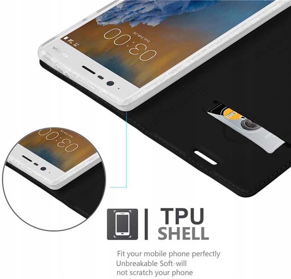 Custodia Libro Cadorabo Per Nokia 3 (2017) – Colore Nero Notte – Portafoglio Con Slot Carte E Chiusura Magnetica