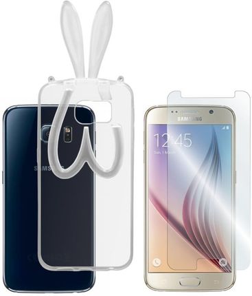 Gsm Hurt Etui Do Samsung Galaxy S6 Case Pokrowiec Nakładka 3D Uszy Szare I Szkło