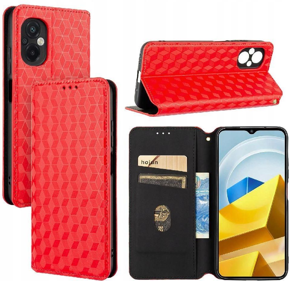 Per Xiaomi Poco M6 Pro 4G Custodia per cellulare in pelle con disegno colorato (albicocca