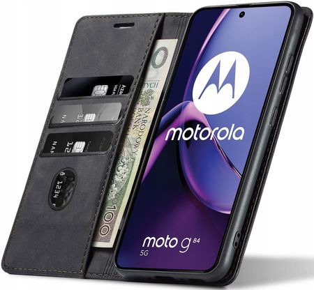 Nela-Styl Etui Skórzane Magnetyczne Do Motorola Moto G84 5G +Szkło