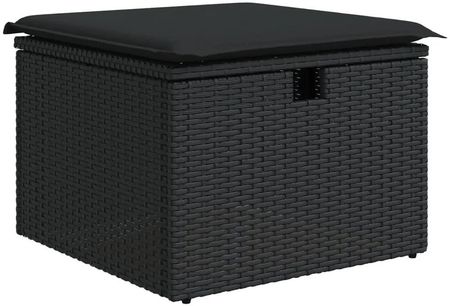 VidaXL Stołek Ogrodowy Z Poduszką Czarny 55X55X37cm Polirattan 365967 - zdjęcie 3