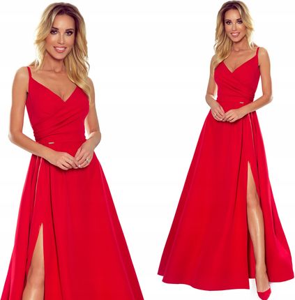 Sukienka Suknia Maxi Długa Rozkloszowana Na Ramiączkach Czerwona Wesele 42