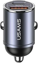 Usams Ładowarka Samochodowa 30W 1Xusb+1Xusb C C38 Fast Charge Stalowa