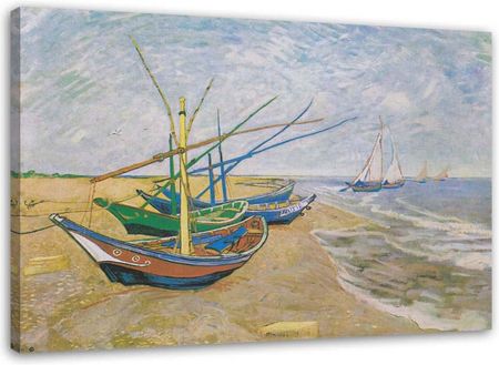 Feeby Obraz Na Płótnie Łodzie Rybackie Plaży W Saintes Maries De La Mer V. Van Gogh Reprodukcja 60X40