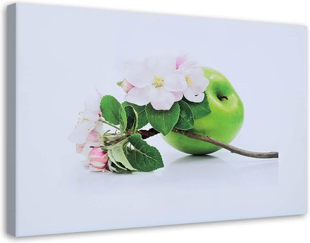 Feeby Obraz Na Płótnie Zielone Jabłko I Gałązka Drzewa Owocowego 100X70