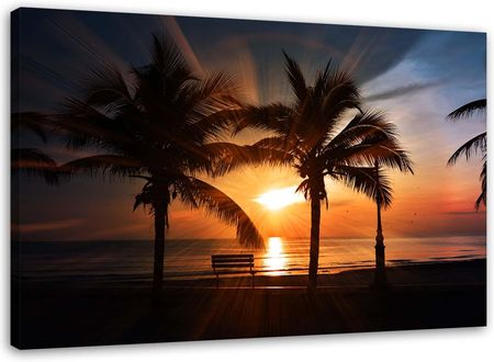 Feeby Obraz Na Płótnie Palmy Nad Morzem O Zachodzie Słońca 100X70