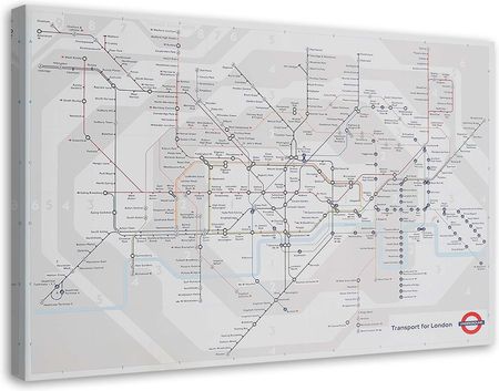 Feeby Obraz Na Płótnie Londyn Underground Plan Linii Metra 90X60