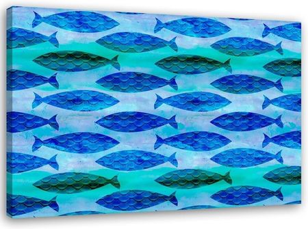 Feeby Obraz Na Płótnie Ławica Zielono Niebieskich Ryb Andrea Haase 90X60