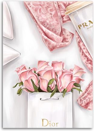 Feeby Obraz Na Płótnie Róże W Torbie Dior Drzewa 70X100