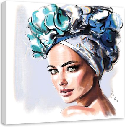 Feeby Obraz Portret Piękna Kobieta Niebieskie Oczy Irina Sadykova 30X30