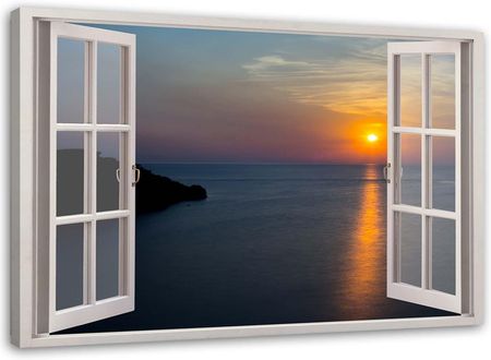 Feeby Obraz Na Płótnie Okno Zachód Słońca Nad Zatoką 100X70
