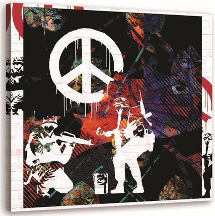 Feeby Obraz Na Płótnie Banksy Żołnierze I Malowany Znak Pokoju 30X30