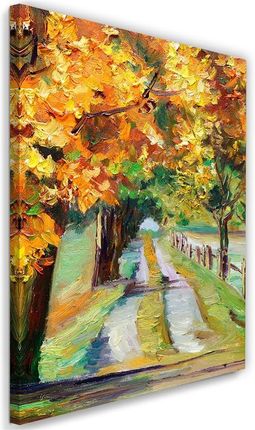 Feeby Obraz Na Płótnie Jesienna Droga Jak Ręcznie Malowana 40X60
