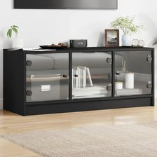 Vidaxl Szafka Tv Ze Szklanymi Drzwiami Czarna 102X37X42 Cm