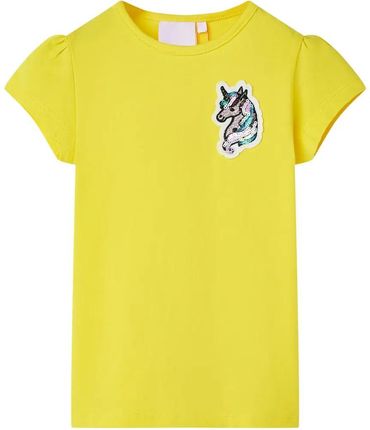Koszulka dziecięca z krótkimi rękawami, jaskrawożółta, 128