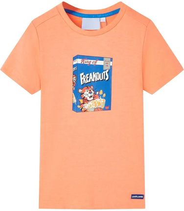 Koszulka dziecięca z krótkimi rękawami, neonowy pomarańcz, 128