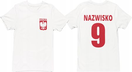 T-shirt Koszulka Dziecięca Reprezentacja Polski Własny Nadruk Biała 140/146