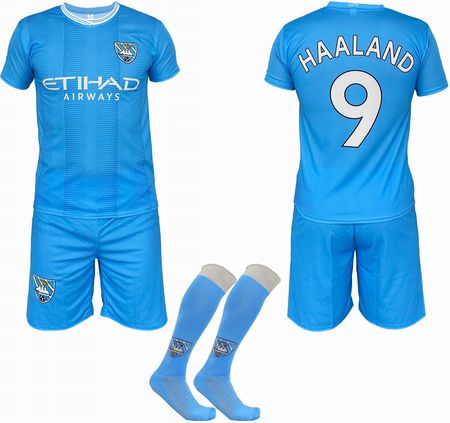 Haaland Manchester City strój komplet piłkarski sportowy getry 134