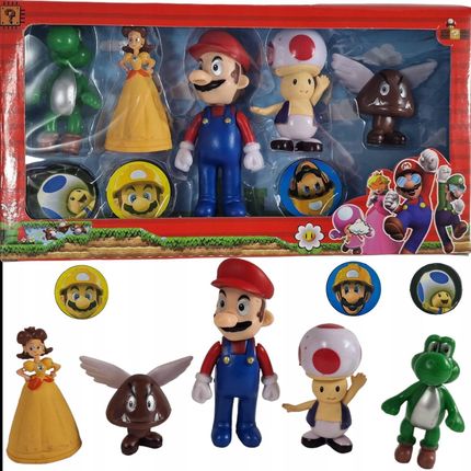 Toys Mario Figurki Z Gry 5Szt. Zestaw Figurek I Żetonów